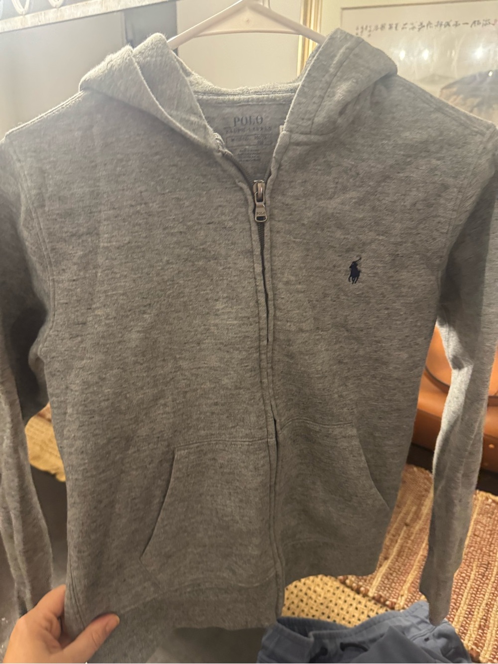 Polo by Ralph Lauren Kids Heather Gray Zip Hoodie with Navy Pony